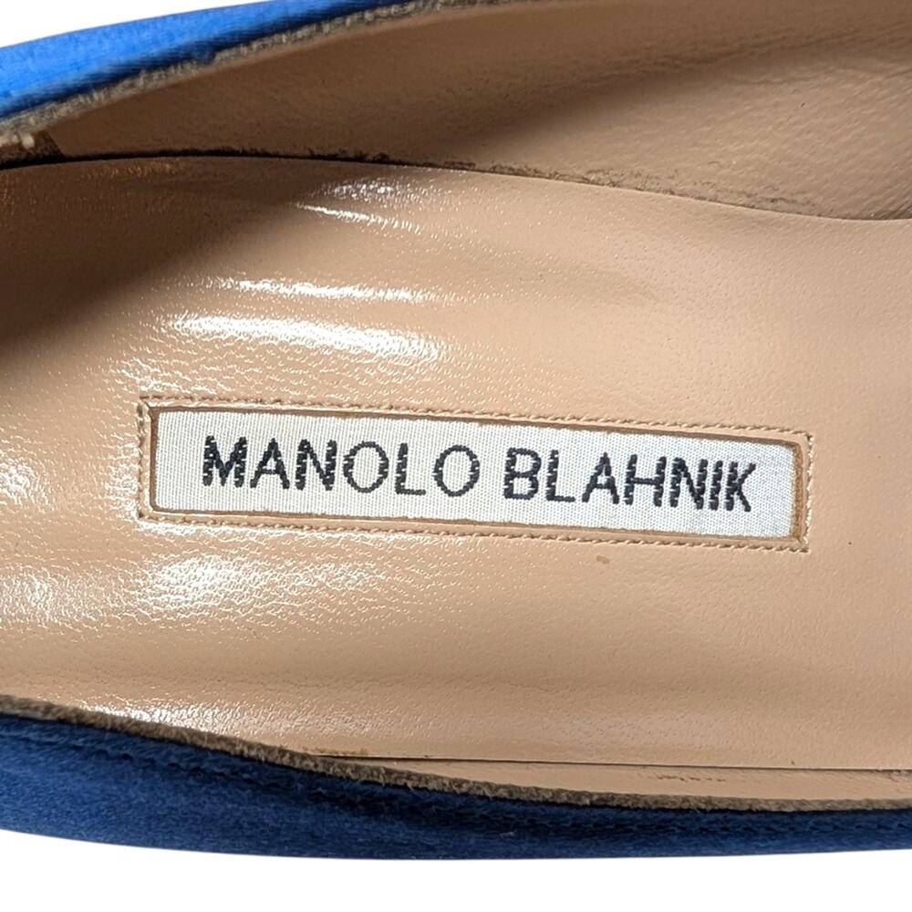 Manolo Blahnik Hangisi 70 Crystal Embellished Pump Heel Cobalt Blue Satin 36 - Picture 8 of 12
